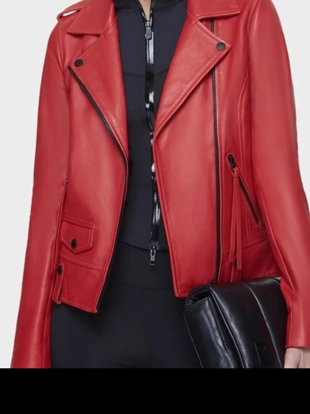 RUDSAK Red Black Leather Moto Jacket Women Medium New Tags Box